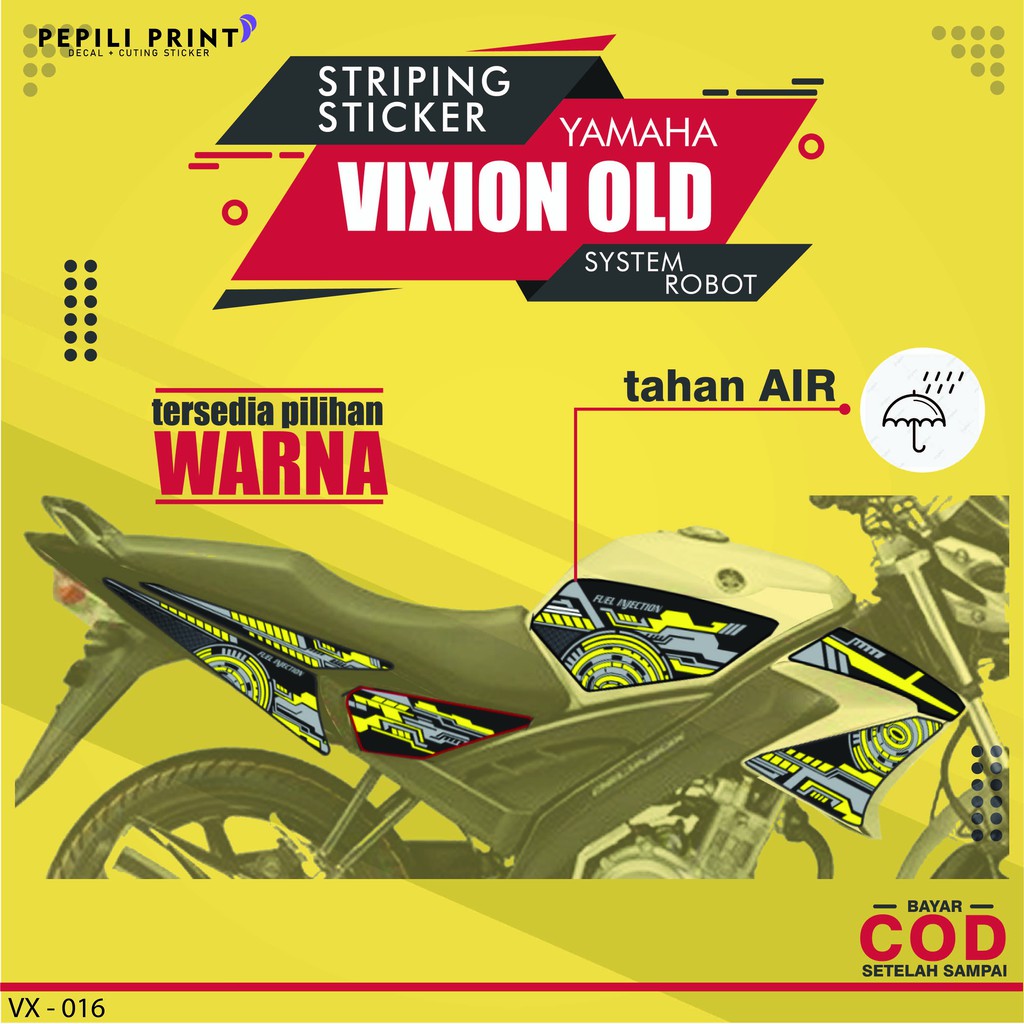 Stiker striping decal thailook variasi body motor yamaha vixion old 2012 abstract robot sistem