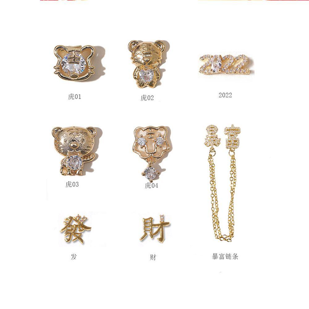 AUGUSTINA Augustina Dekorasi Nail Art 1Pcs Beruntung Untuk Gadis Wanita2022Tahun Baru DIY Manicure Accesoires Zirkon Kristal 3D Pesona Kuku