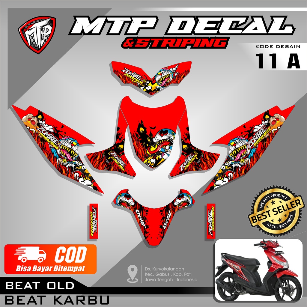 (BISA COD) Decal Stiker Fullbody Beat Karbu 2008 2009 2010 2011 2012 Variasi Sticker Striping Beat D