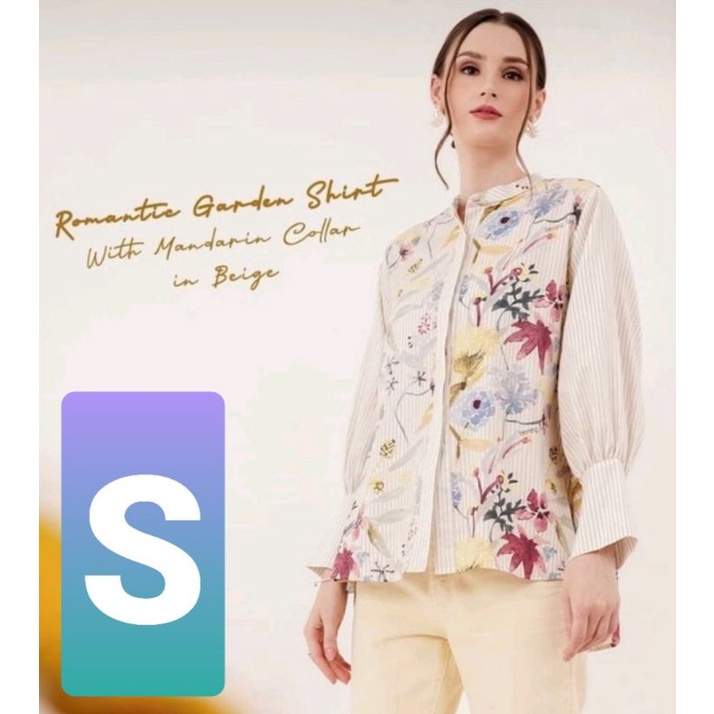 Romantic Garden Shirt with Mandarin Collar by Benang Jarum