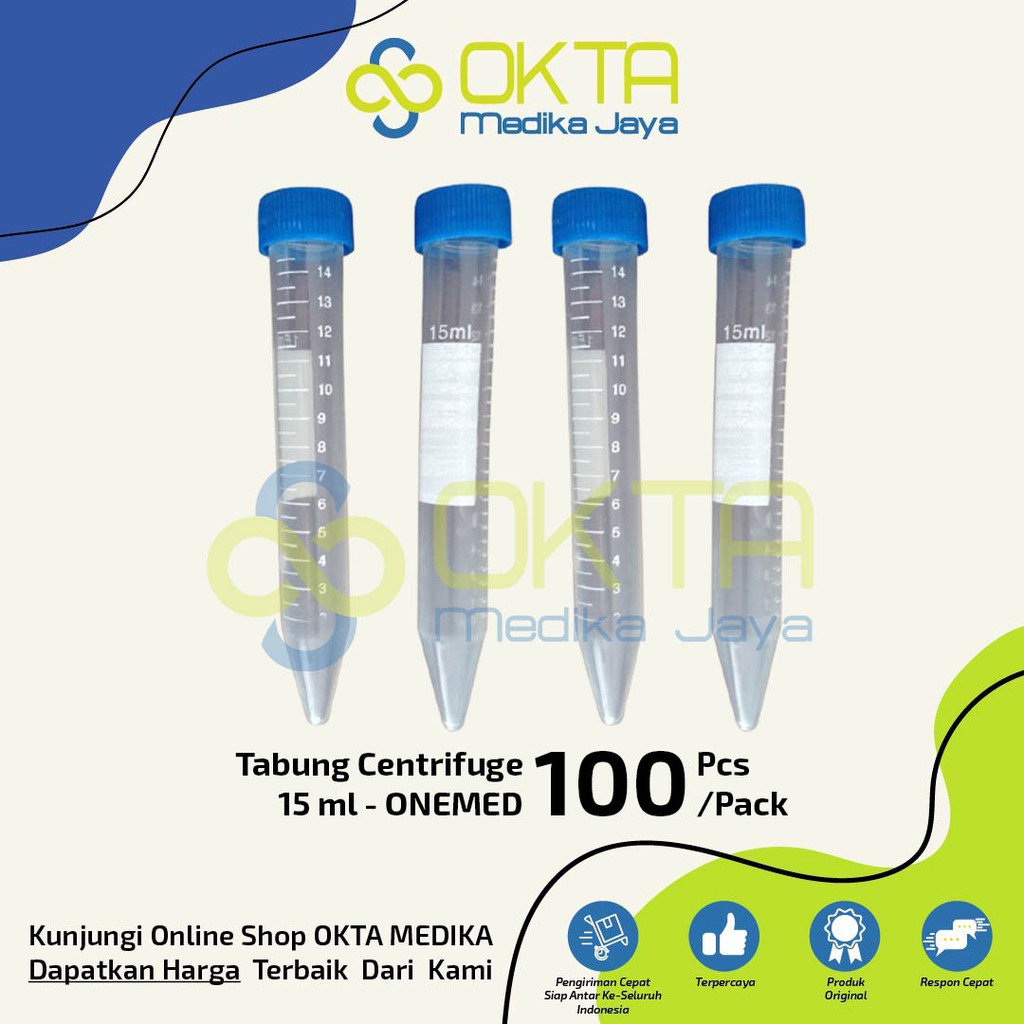 Jual TABUNG CENTRIFUGE 15ml TUTUP BIRU MERK : ONEMED/GP/MONOTES ...