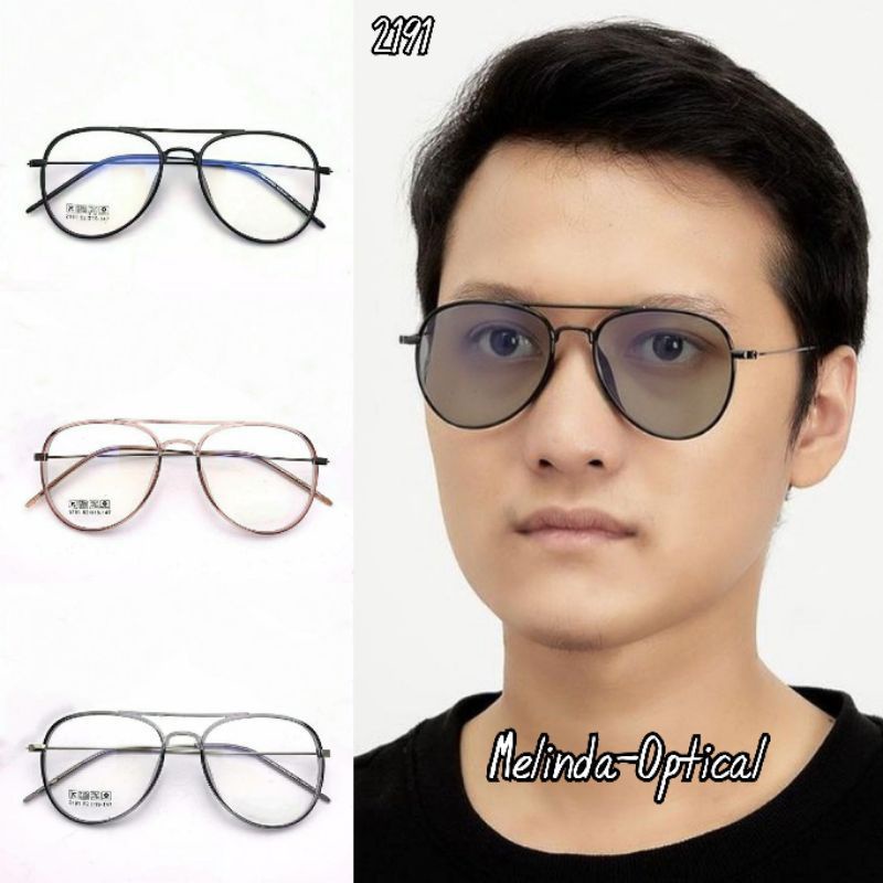 kacamata Aviator lensa photocromic | bluecromic bonus box lap cairan pembersih kacamata kode 2191 size 52-19-142