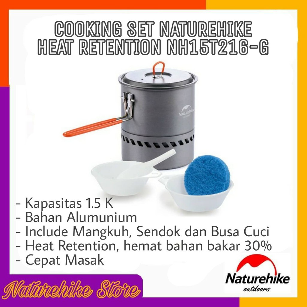 Cooking Set Nesting Mangkok Sendok Makan Alat Masak Camping Naturehike Heat Retention Naturehike NH1
