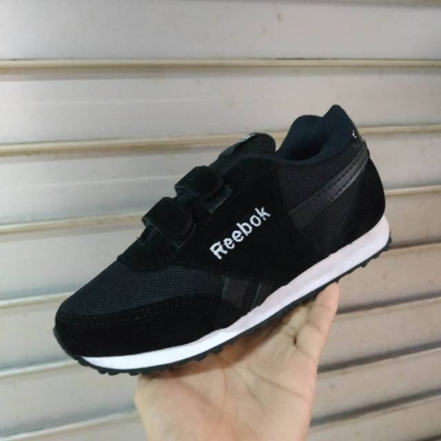 Sepatu Sekolah Hitam Anak Laki-laki Perempuan Merk Reebok / Sneaker Anak Murah / Kado Anak