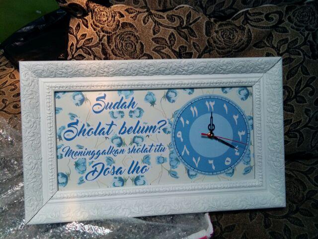 Hiasan Jam Dinding Islamic Quote Sudah Shalat Belum Uk 20x40 Frame Ukir