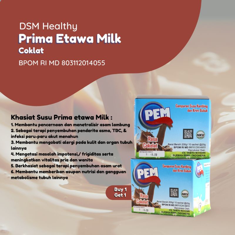 

Prima Etawa Milk (PEM) Beli 1 Gratis 1 Rasa Coklat