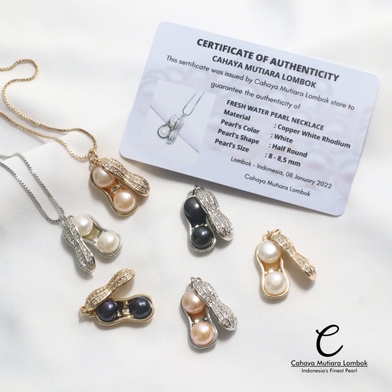 Kalung Kacang Mutiara Lombok Asli | Kalung Mutiara Lombok | Kalung Mutiara Bersertifikat | Kalung Mu