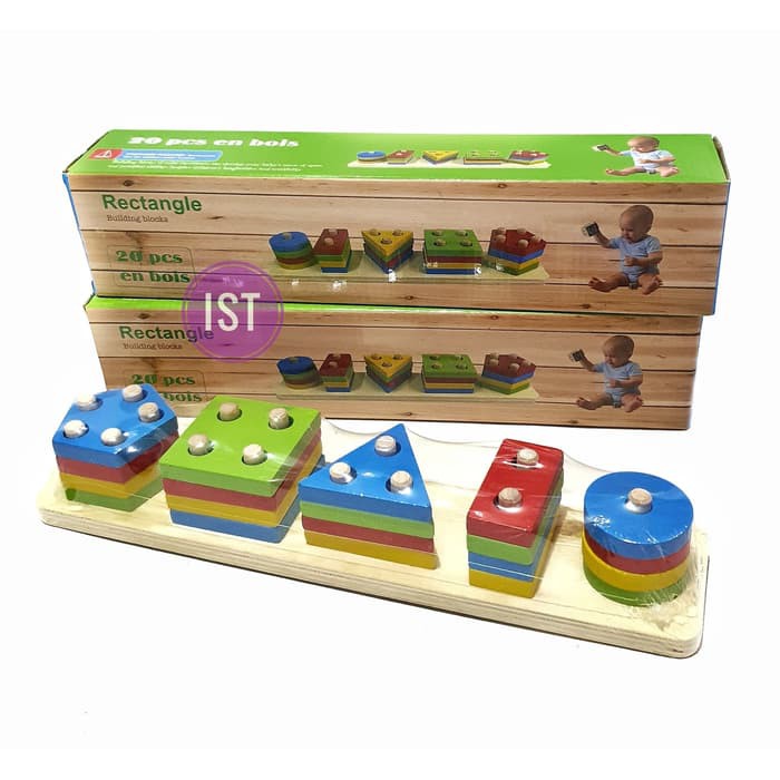 mwn.toys Mainan Edukatif Kayu Geometri Basic Shape 5 Bentuk