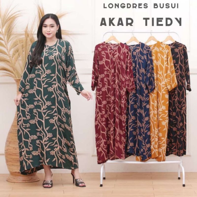 LONGDRESS CABUTAN CINCIN LENGAN PANJANG DASTER PANJANG KANCING DEPAN BUSUI DASTER ADEM MURAH GRIYA BATIK-LD AKAR
