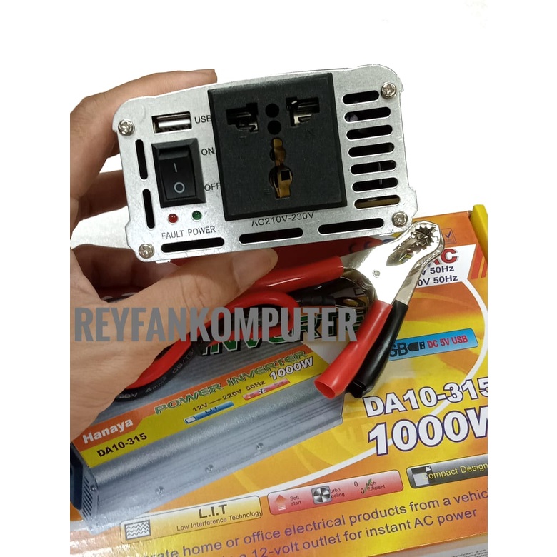 Power Inverter perubah arus listrik 12V DC ke 220V AC Merubah Listrk Biasa