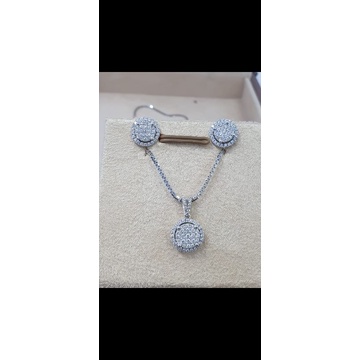 Set Giwang dan liontin berlian eropa asli model bulat