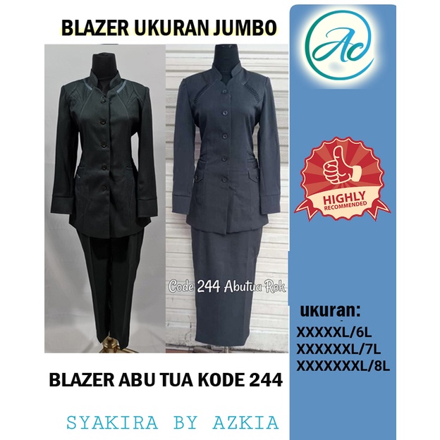 Blazer JUMBO Ukuran 6L, 7L, 8L Abu tua kode 244 setelan Rok Dan Celana-seragam Guru dan PNS-Pakaian Pemda terbaru-blazer terbaru