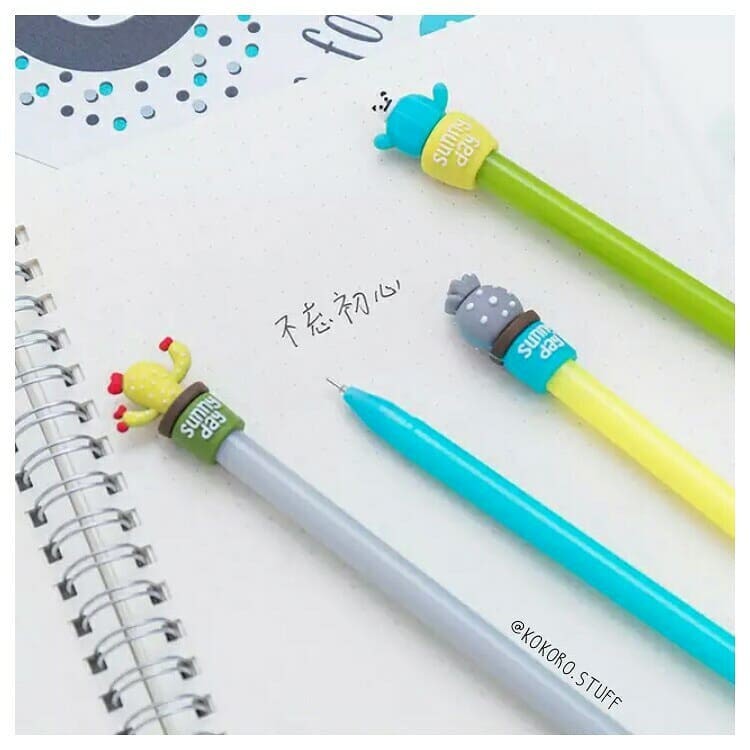 

Sunny Day Cactus Gel Ink Pen | Pulpen Karakter | Alat Tulis | Kokoro Stuff