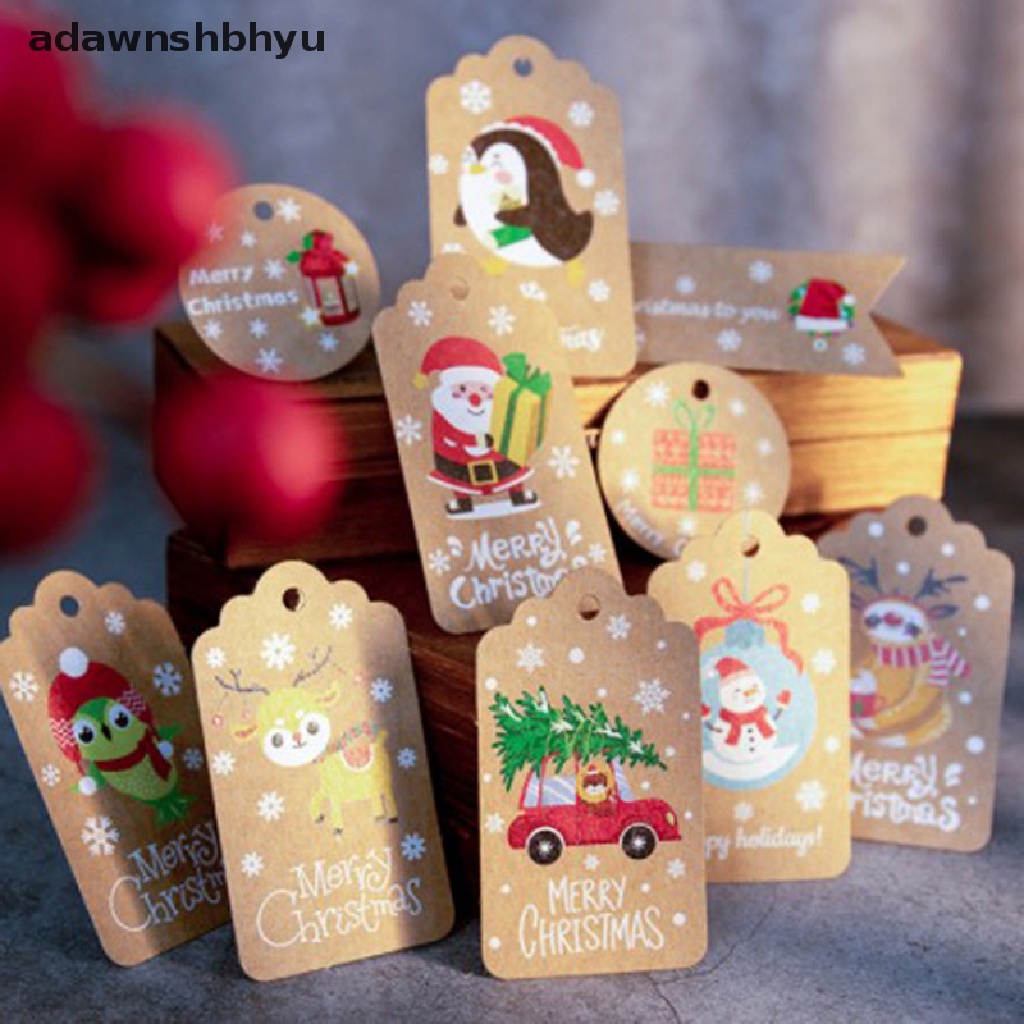 50 Pcs Label Tag Kartu Natal Bahan Kertas Kraft Untuk Dekorasi Hadiah