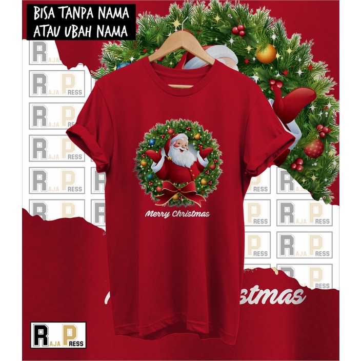 KAOS NATAL BAJU NATAL SANTA BULET PAJANGAN NATAL MERRY CHRISTMAS KATUN COMBED 30S