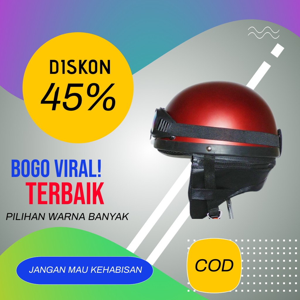 Helm Bogo Chips Dewasa Retro Classic Half face Motor Kacamata Pria Tanpa Kaca Klasik Murah
