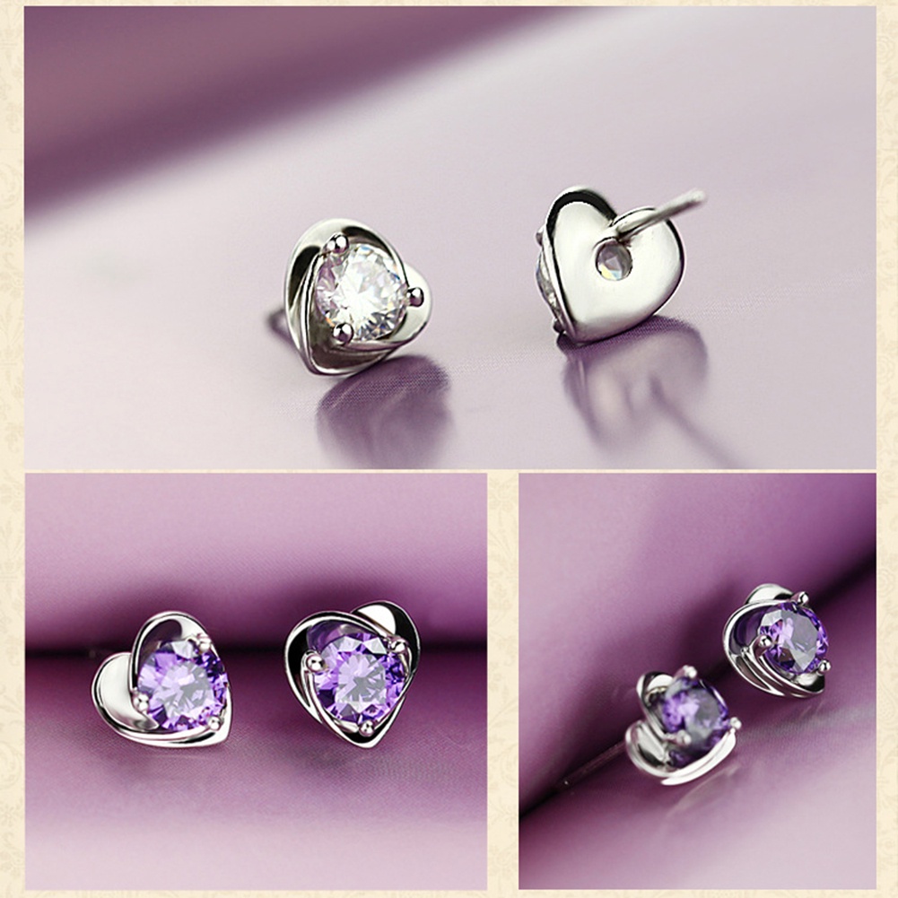 Hu Hu Hu Hu Hu Alat Bantu Pasang Kacamata♡ Anting Stud Bentuk Hati Aksen Berlian Imitasi Untuk Wanita