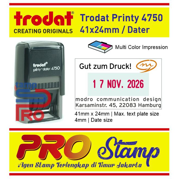 

Stempel Trodat Printy Custom / 4750 (41x24mm) Dater
