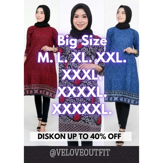 tunik jumbo / tunik terbaru / tunik wanita / tunik / batik tunik / atasan tunik / tunik jumbo ld 130