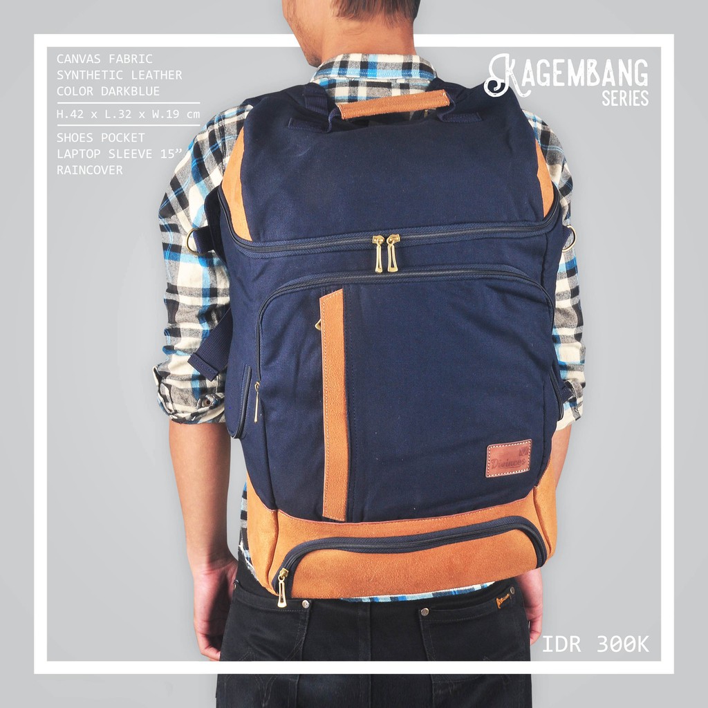 Tas Ransel Selempang Kanvas Multifungsi Divinces Kagembang - FREE RAINCOVER