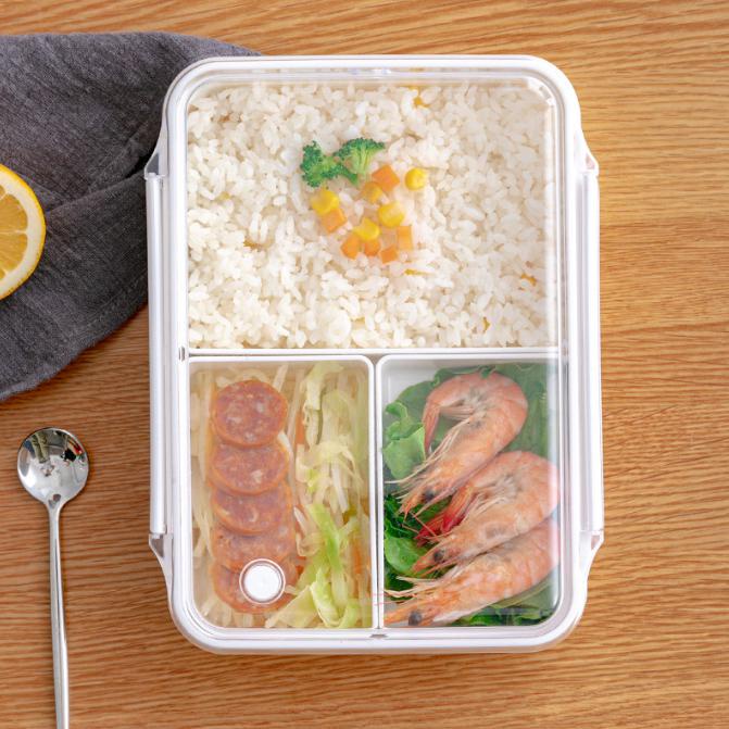 Kotak Makanan Minimalis White Bento Box Food container Kotak sayur sekat - HW049