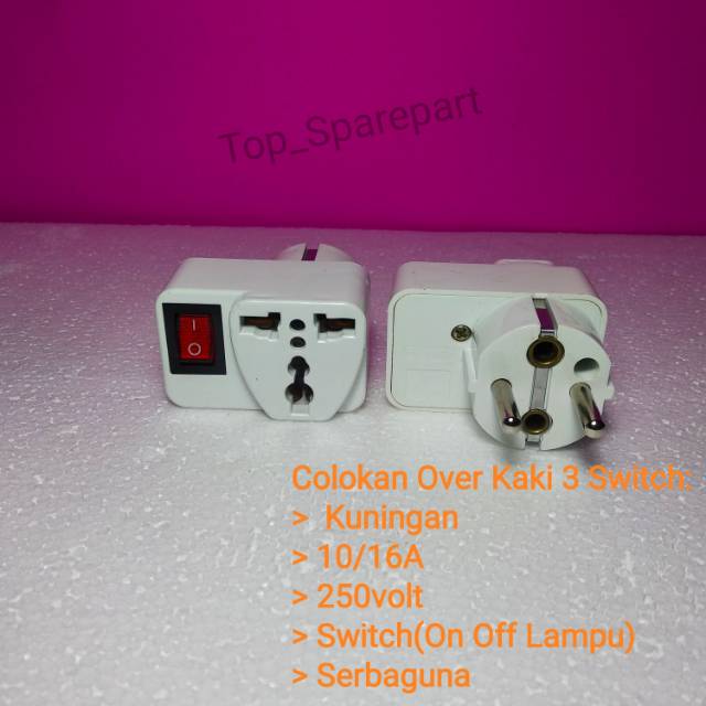 Colokan Over Kaki 3 Switch Serbaguna Cocok Untuk Colokan US,CN,UK