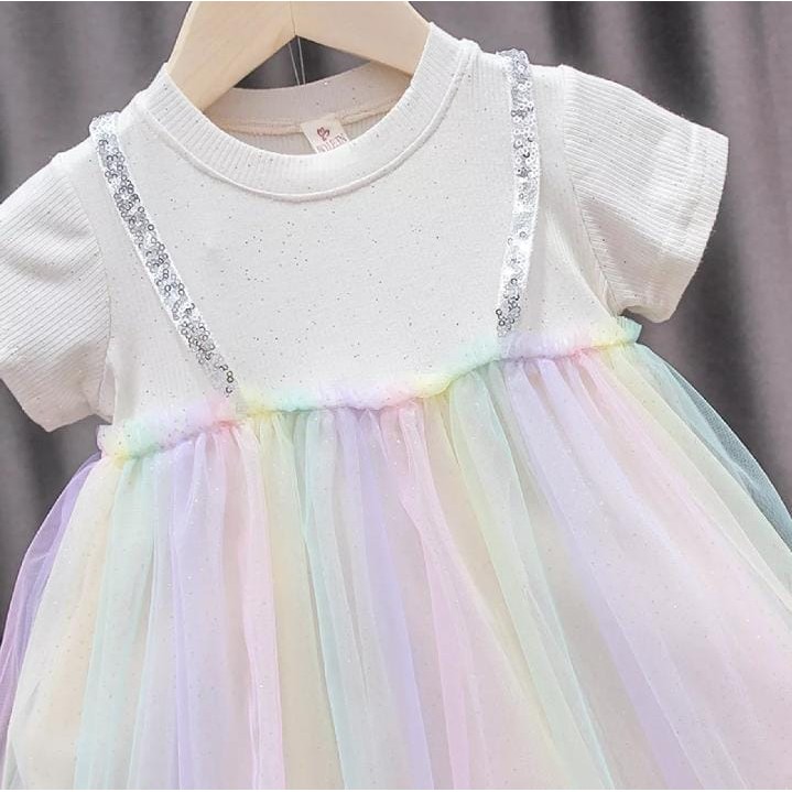 Juragan Junior [COD] CAMILLA Baju Dress Tutu Anak Perempuan Lengan Rajut Bahan Katun Usia 1-3 Tahun
