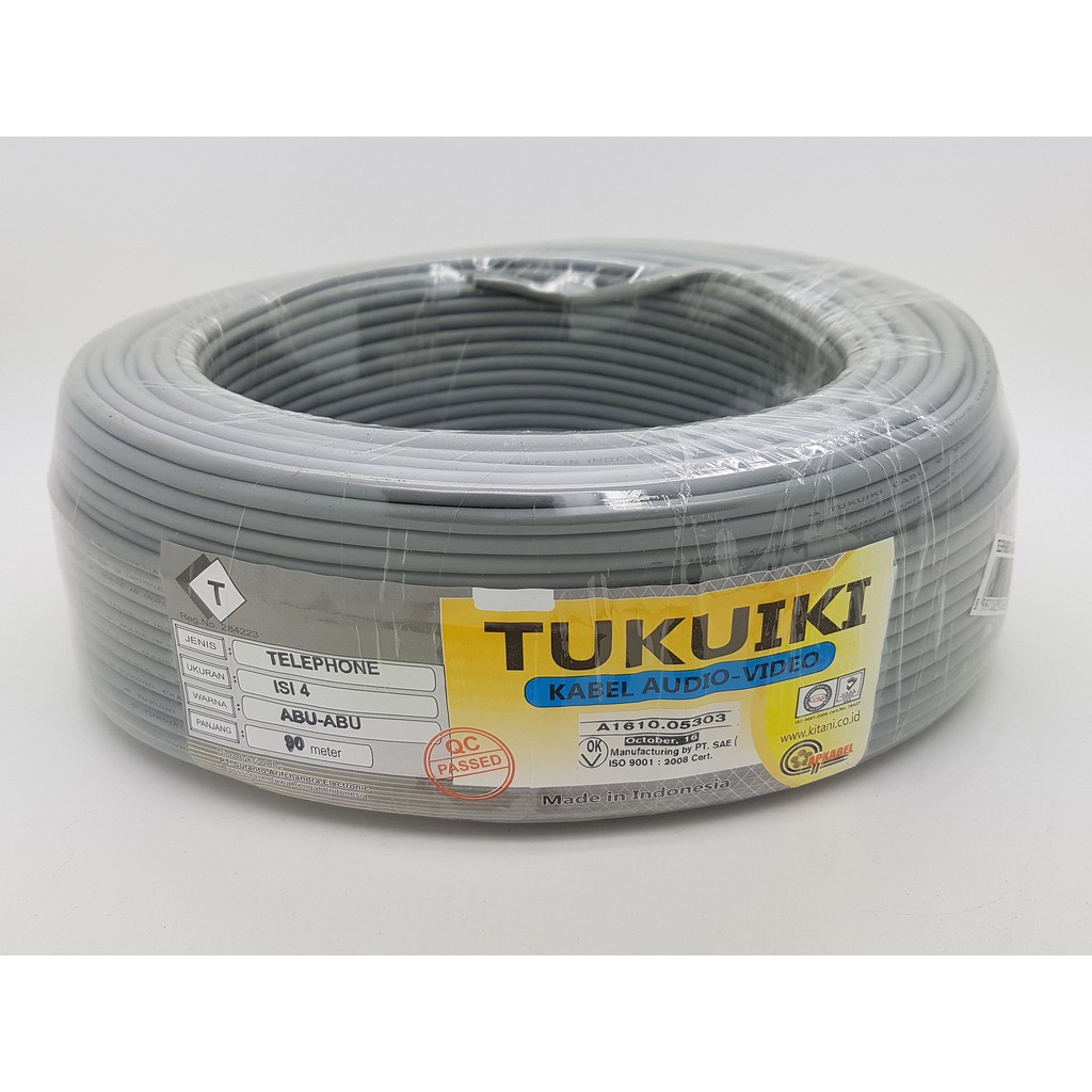 kabel telphone isi 4 way TUKUIKI abu-abu per meter