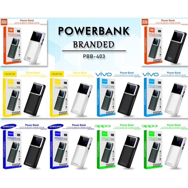 Powerbank Branded 20000mah PBB-403 2Port USB LCD Power Bank 20000mah Pb