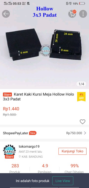 Kaki Kursi Meja Hollow Holo 3x3 Nyarung Plastik - 7pcs