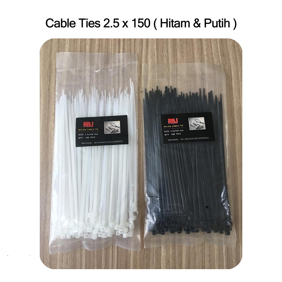 Kabel Ties / Cable Ties 2.5x150mm Hitam & Putih (RBJ)