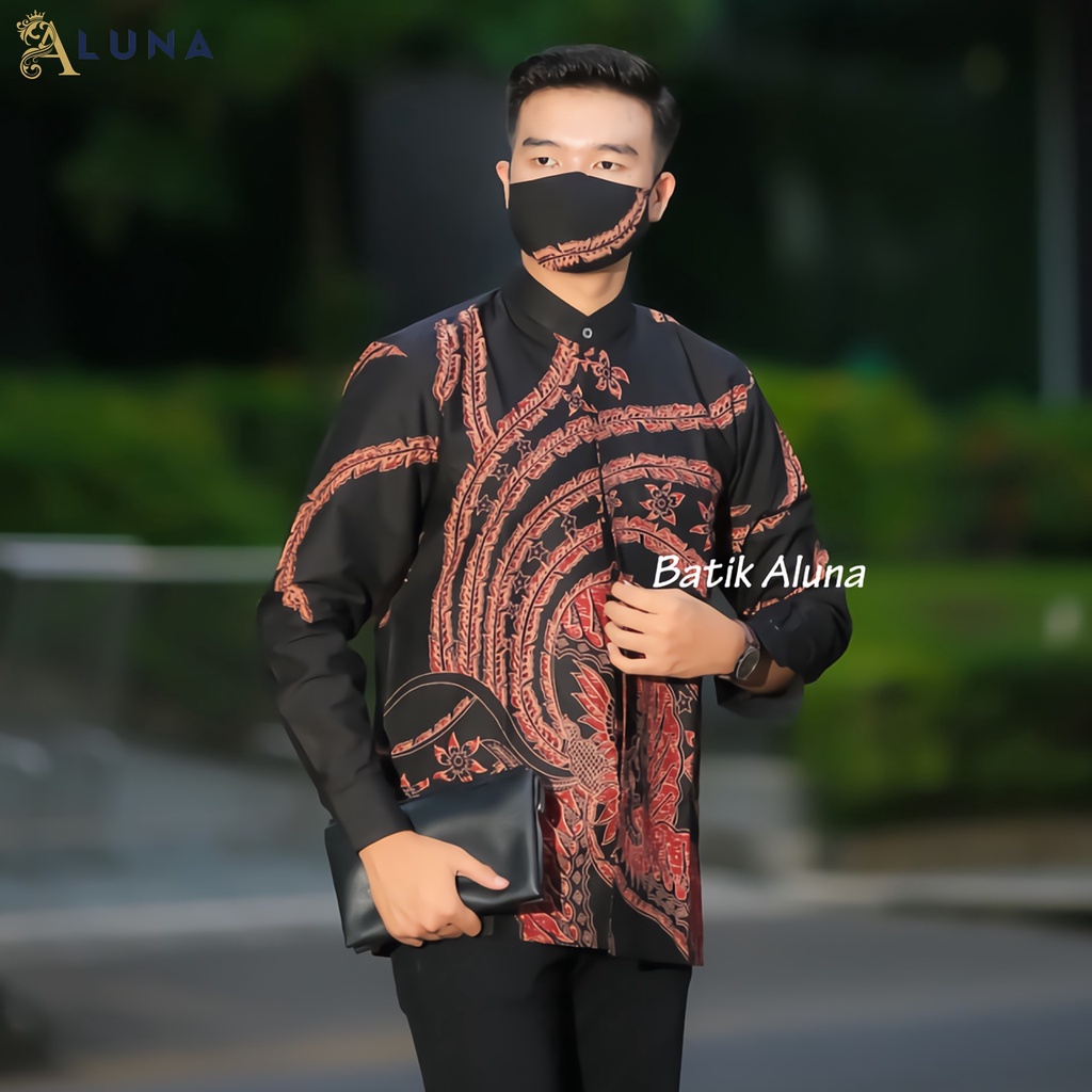 Aluna Baju Kemeja Koko Kurta Pakistan Pria Dewasa Motif Batik Baju Muslim Lengan Panjang Terbaru Good Quality Katun Premium MBA 008