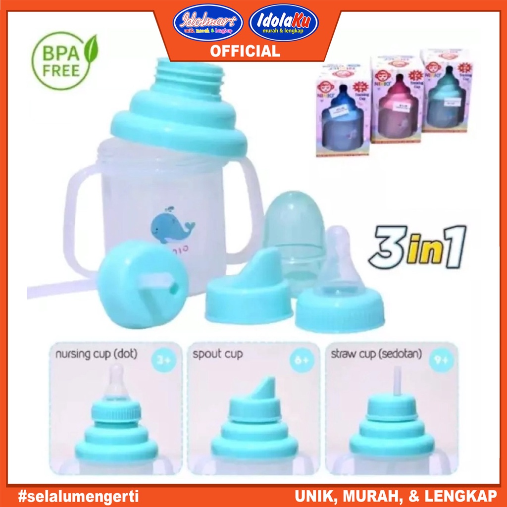 IDOLMART Baby training 3 in 1 cup ninio / Gelas Minum Bayi Surabaya