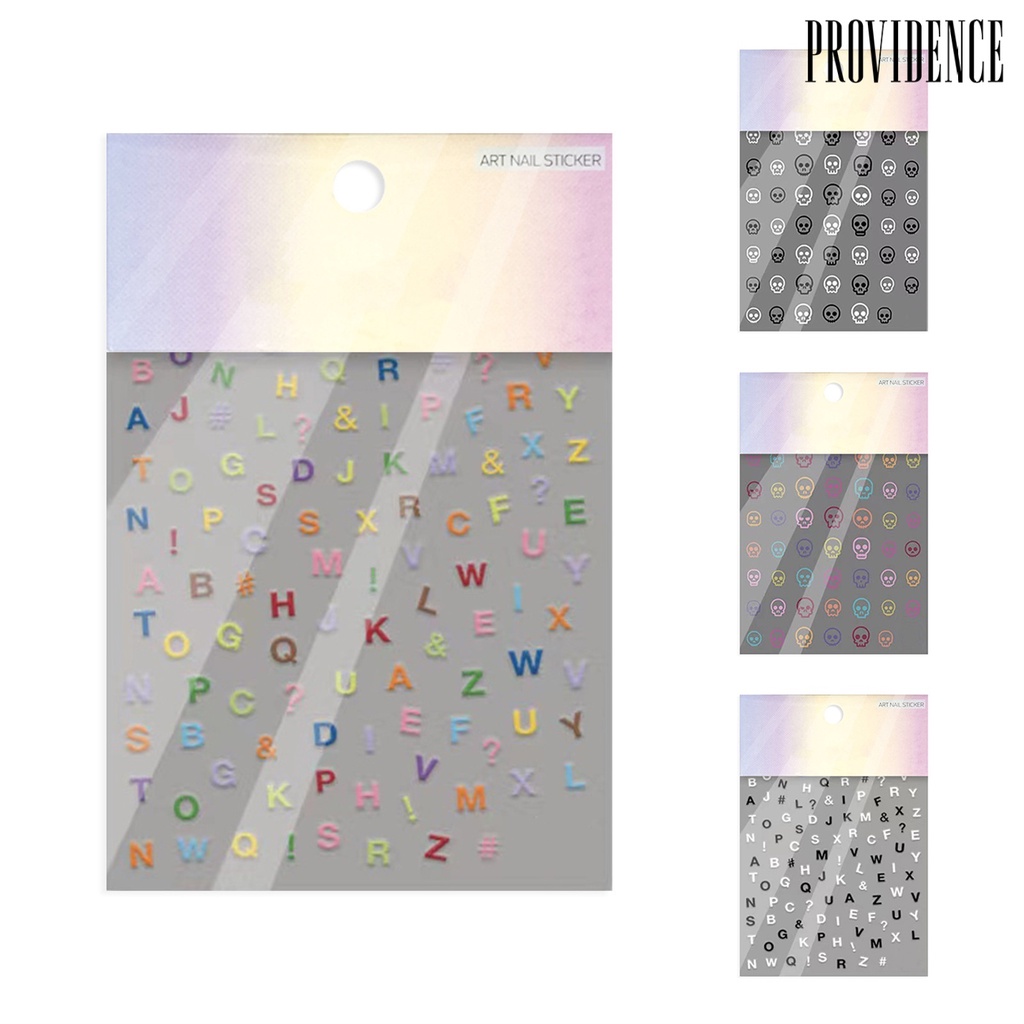 Providence Stiker Kuku 3d Motif Tengkorak / Huruf Untuk Nail Art Wanita