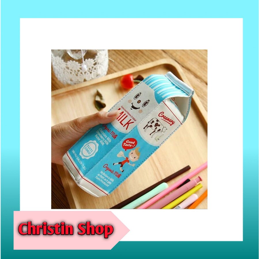 

Kotak Pensil Bentuk Kotak Susu / milk tempat alat tulis tempat pensil - Biru Muda
