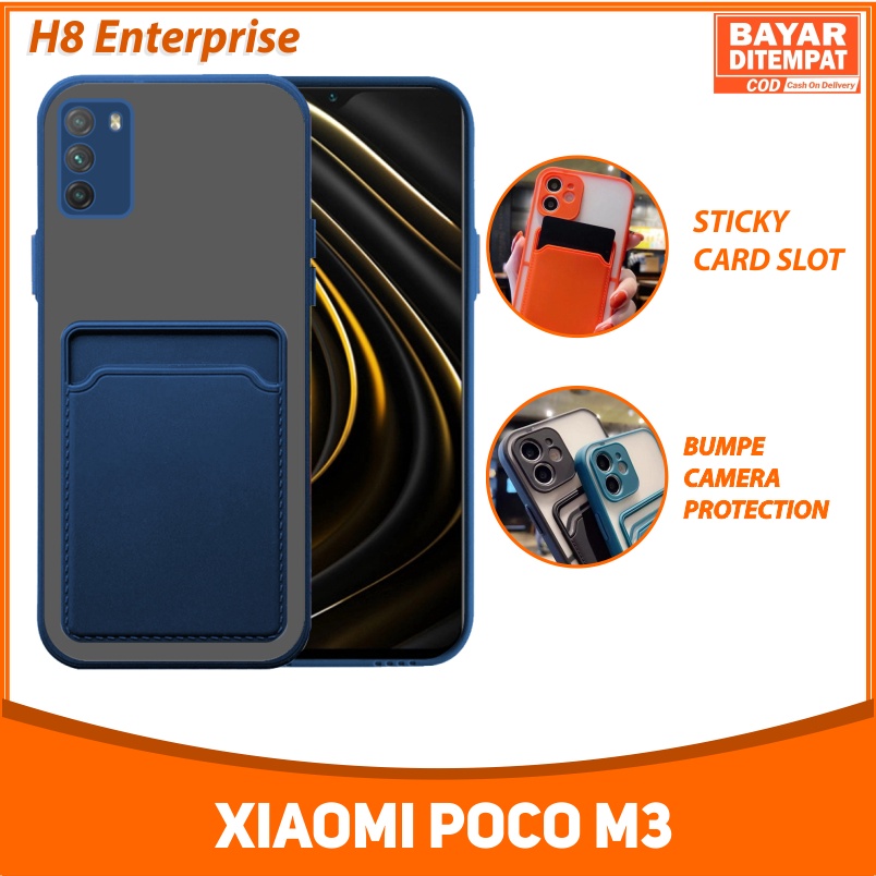 Soft Case Xiaomi Poco M3 (4G) Colored Card Slot TPU Casing Holder Simpan Kartu