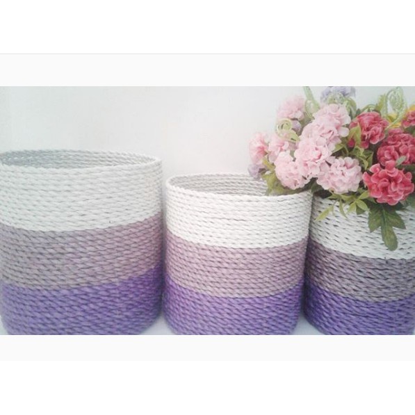 KERANJANG ALAMI SEA GRASS WARNA UNGU/POT CANTIK ALAMI WARNA UNGU