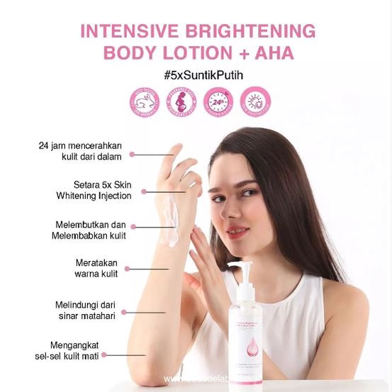 Brightening Body Lotion (+AHA) BEAUDELAB - Melembabkan Mencerahkan Memutihkan Kulit - Menghilangkan Bekas Luka &amp; Sunscreen - Body Cream Beudelab