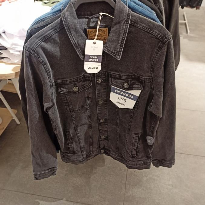 Jaket jeans pria pull and clearance bear