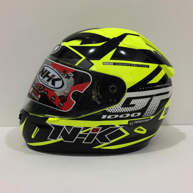 Helm NHK GP 1000 GP1000 Motif Star Yellow Fluorecent Silver Kuning Flo