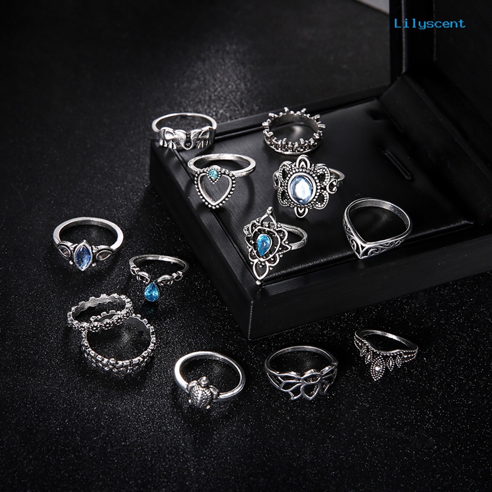 Ls 13Pcs / Set Cincin Buku Jari Aneka Bentuk Gaya Boho Untuk Wanita