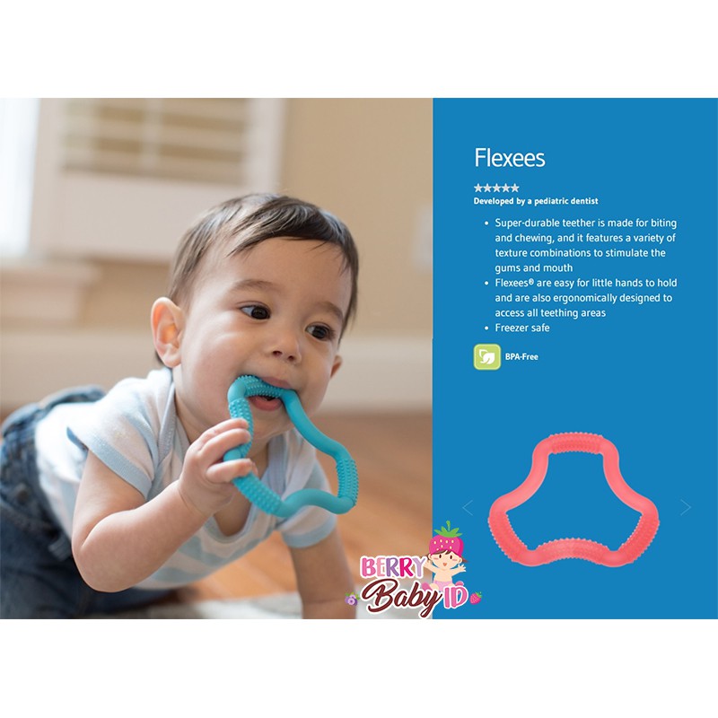 Dr Brown's Gigitan Bayi Flexees A Shaped Teether Blue Pink Berry Mart