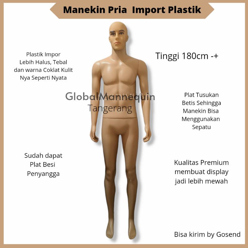 Manekin Pria Full Body Wajah Makeup Patung Display Pakaian
