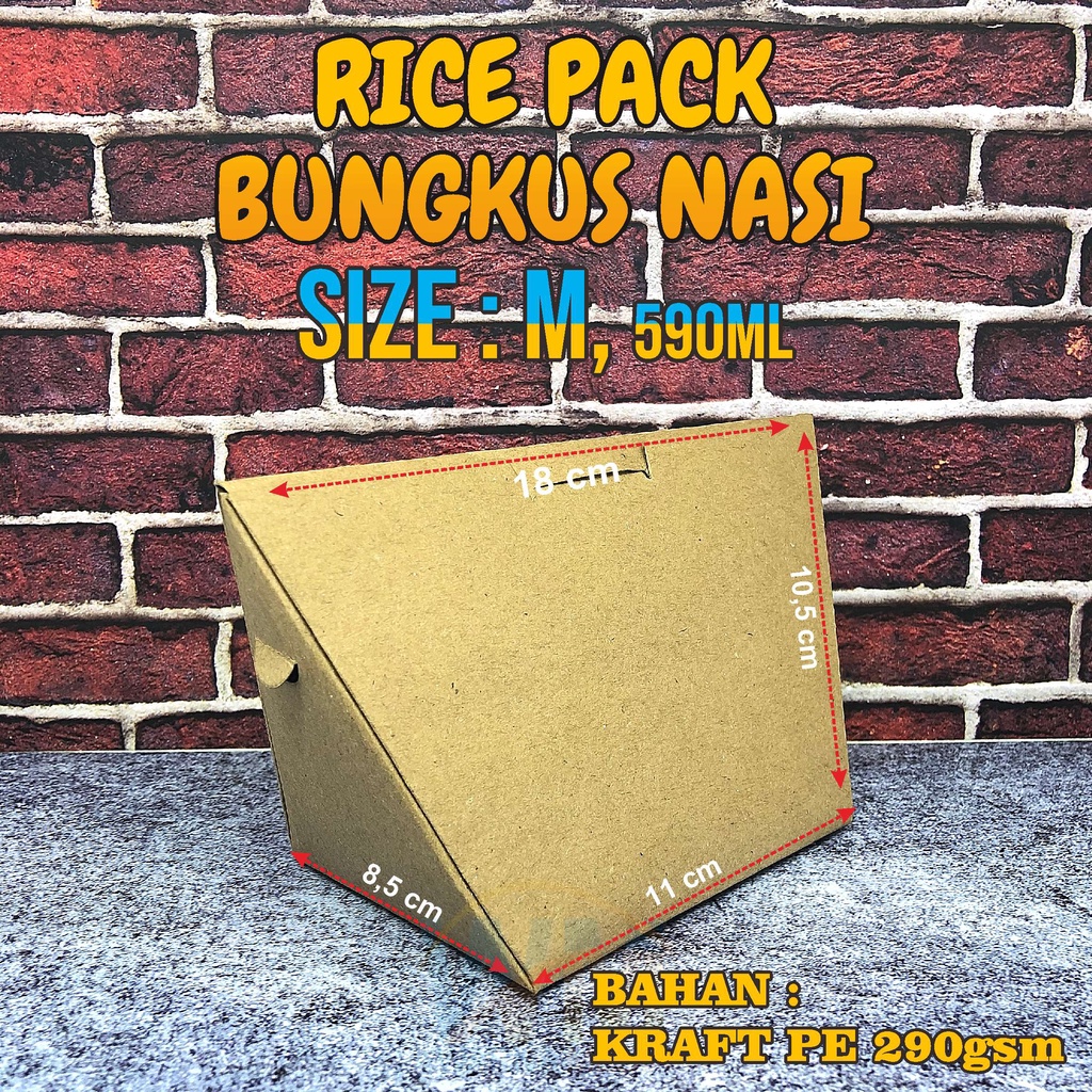 Bungkus Nasi Kekinian/Kertas Nasi Take Away/Easy Rice Pack/Kraft Polos Food Grade/Kemasan Take Away