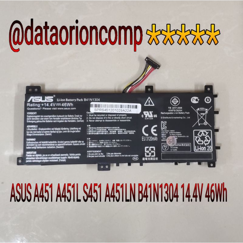 Baterai Battery ASUS A451 A451L A451LN B41N1304