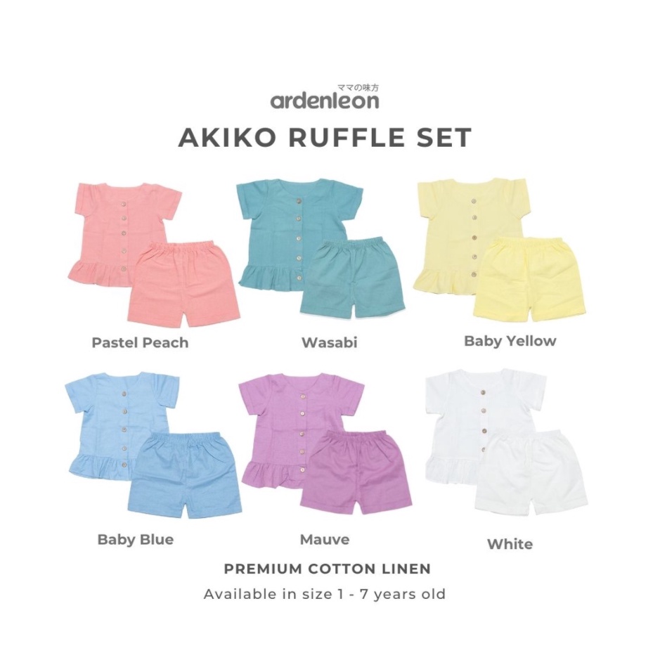 ARDENLEON Akiko Ruffle Button Setelan Anak (1-7 Yr) Setelan Ruffle Pendek Anak CBKS