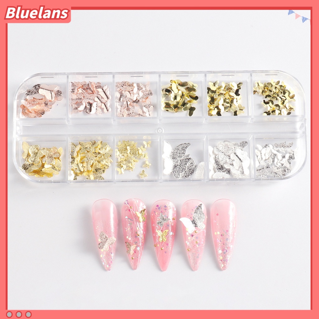 (In Stock) Kacamata Hitam Lensa Warna Warni ♡1 Kotak Ornamen Kupu-Kupu 3D Bahan Metal Tahan Karat Untuk Dekorasi Nail Art