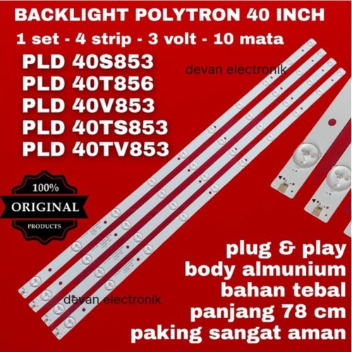 Jual BACKLIGHT TV POLYTRON 40 INC PLD 40S853 40T856 40V853 40TS853 40TV853 LAMPU BL 10K 3V PLD-40S85