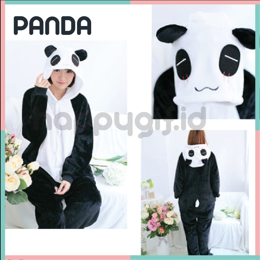 BAJU TIDUR KOSTUM ONESIE KIGURUMU PIYAMA DEWASA KARAKTER - PANDA TERLARIS