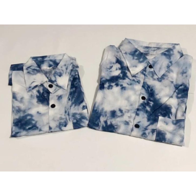 tie die navy stelan rayon premium bisa couple mom dad kids and family